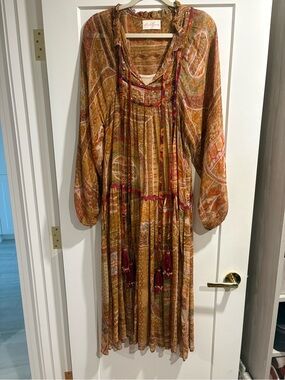 Miss June Paris orange tasseled maxi dress